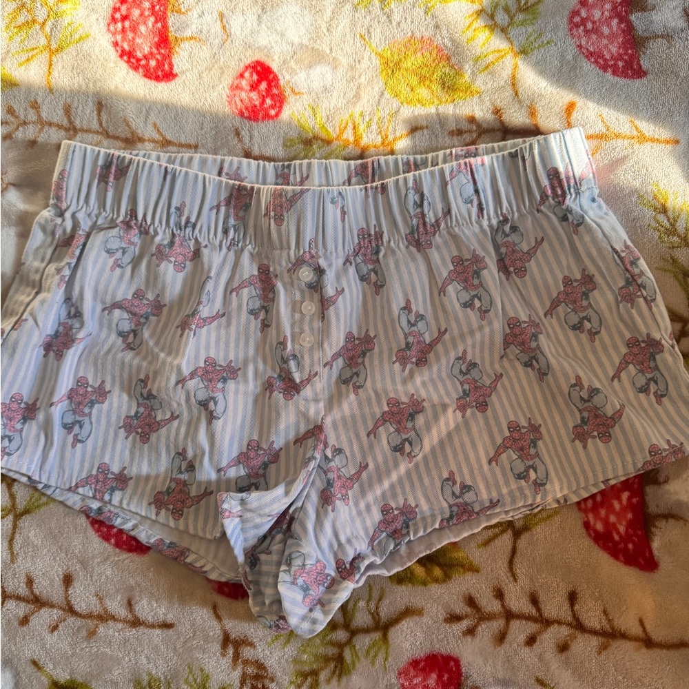 Women's Light Blue Striped Boxer Shorts